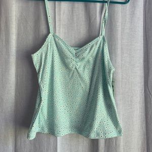 blue tank top with flowers